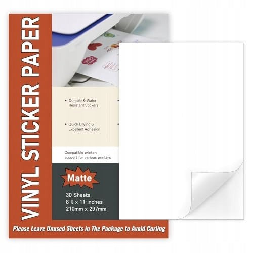 30 SHEETS OF A4 NON-WATERPROOF MATTE SELF-ADHESIVE PAPER FOR ORGANIZATION Manufacturer code 30-ARKUSZY-PAPIERU-SAMOPRZYLEPNEGO-A4