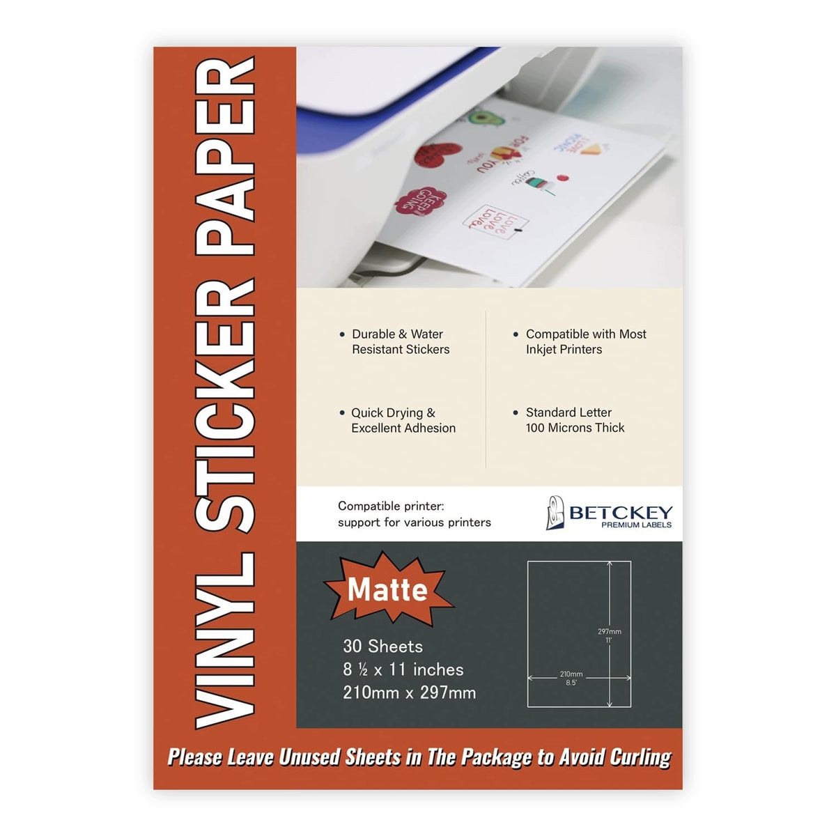 30 SHEETS OF A4 NON-WATERPROOF MATTE SELF-ADHESIVE PAPER FOR ORGANIZATION