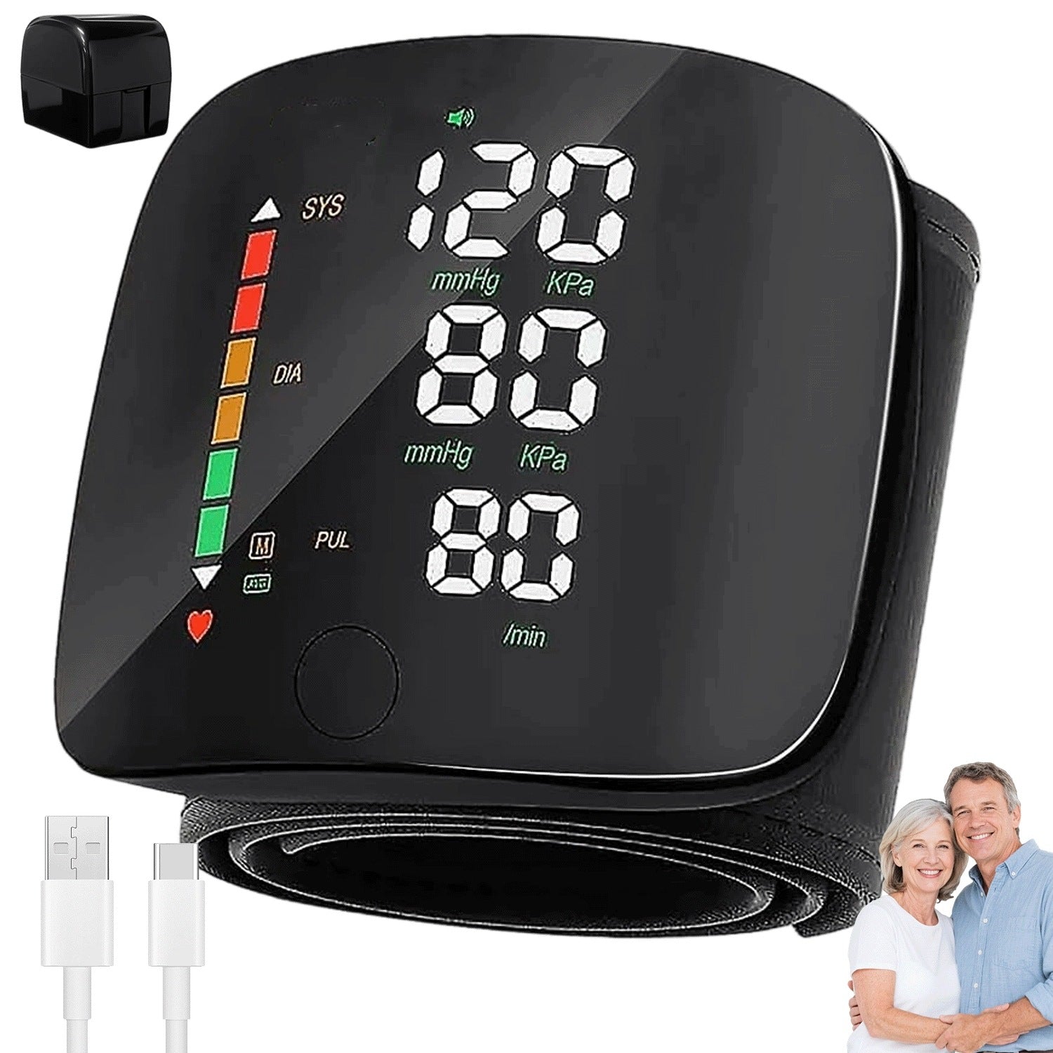 300mAh Automatic Wrist Blood Pressure Monitor With LED Voice Message