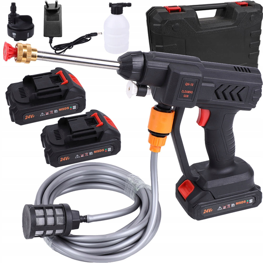 30BAR CORDLESS PRESSURE WASHER 2XAKU 24V 3AH 6IN1 NOZZLE WITH CHARGER