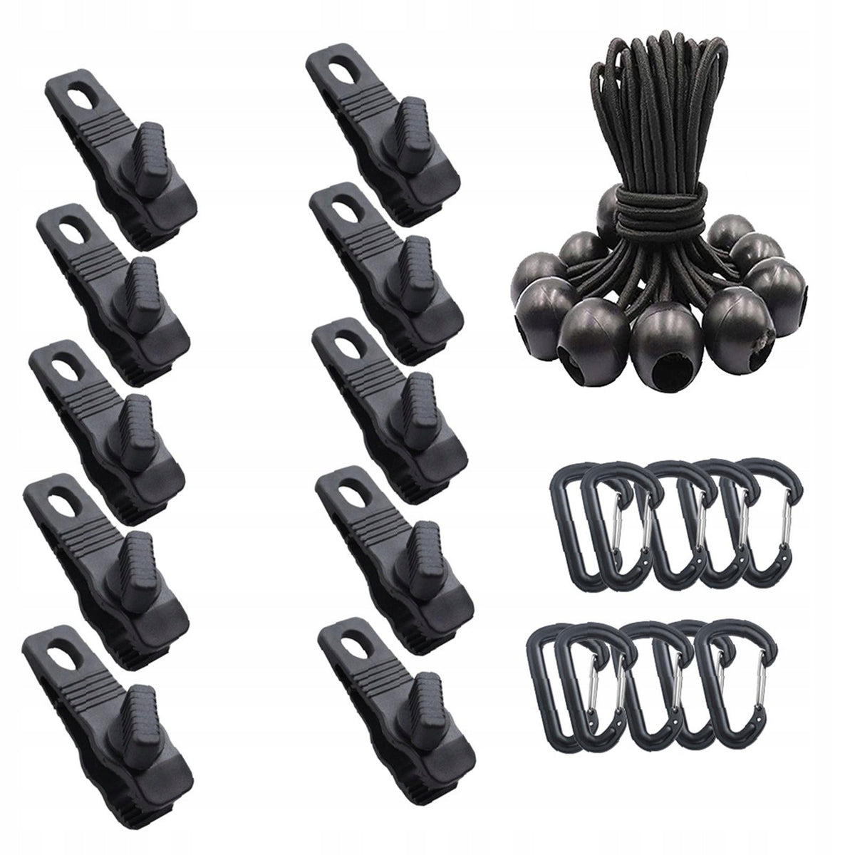 30Pcs/Set Tarp Clips Carabiner Cords Reusable Supplies Equipment Style E