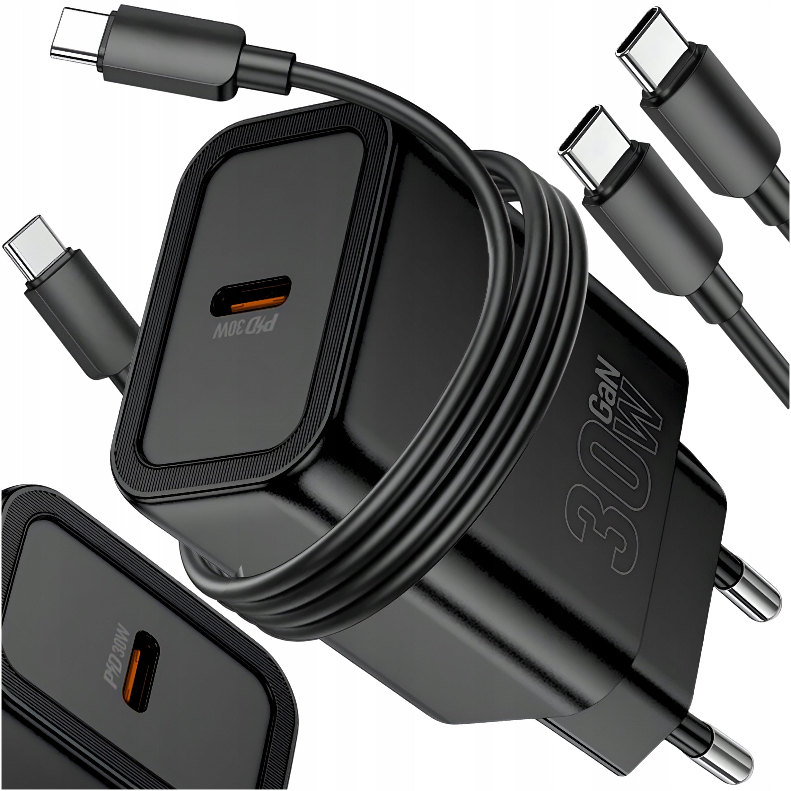 30W FAST CHARGER FOR USB-C PD QC 3.0 GAN PHONE + USB C CABLE