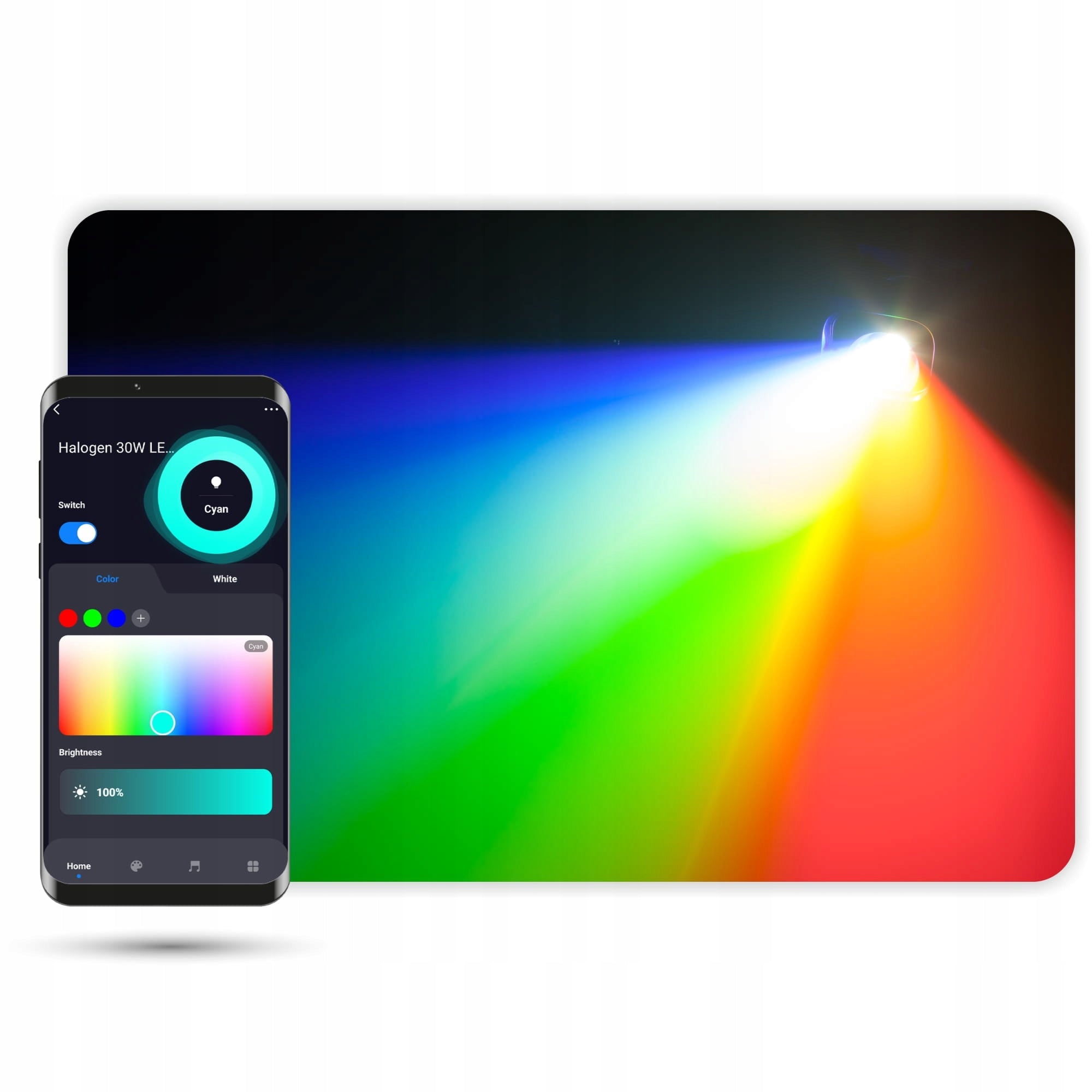 30W WiFi Tuya LED Flood Light, RGBCW Color Changing Halogen Reflector Manufacturer code AUT000775