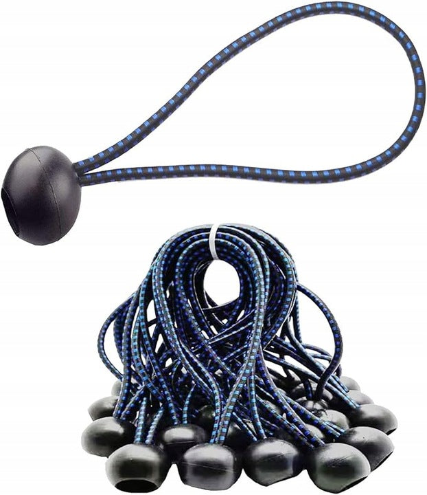 30X RUBBER BANDS TENSION CORDS WITH BUNGEE BALL FOR BANNER TENT TARPAULINS 15cm