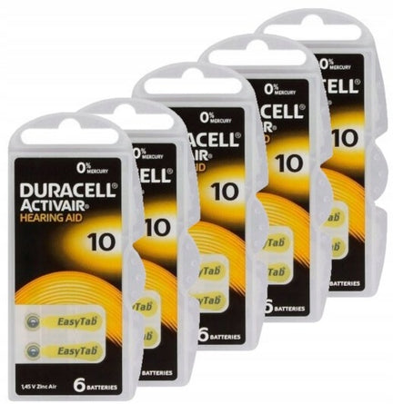 30x DA10 Hearing Aid Battery Duracell Activair