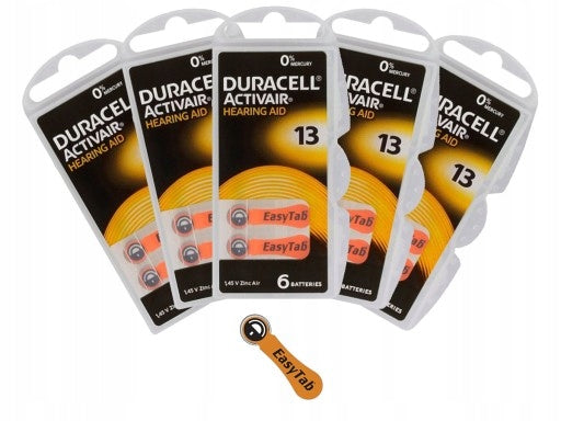 30x Duracell DA13 PR48 - hearing aid battery, orange
