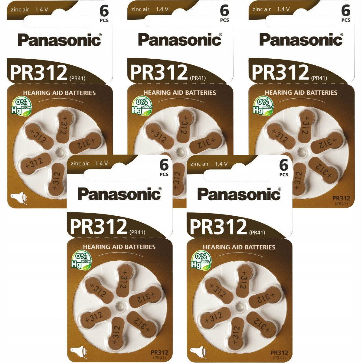 30x Hearing battery Panasonic 312 PR41 PR312 30 pieces