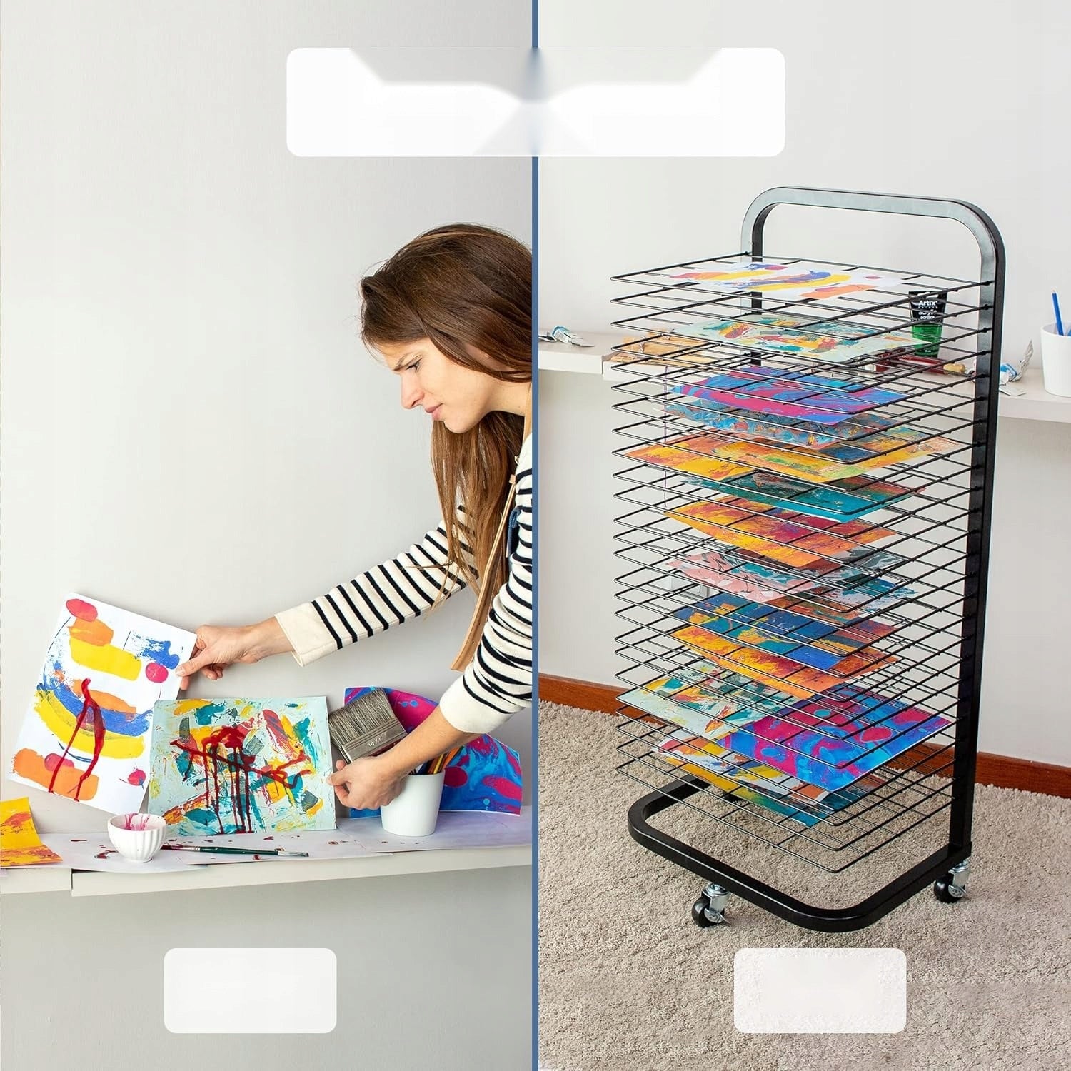 Metalinė džiovyklė ART DRYER, 25 lentynos, juoda, lengva