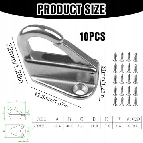 316 STAINLESS STEEL FENDER HOOKS FOR CARAVAN MOTORHOME BOAT 10 PCS Manufacturer code Producent niezależny