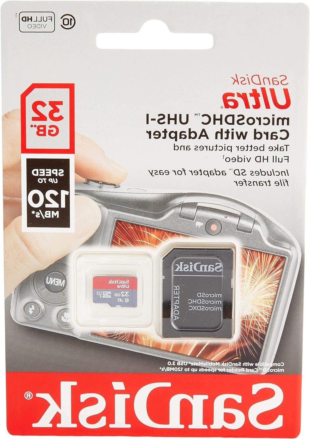 32GB MICROSDHC MEMORY CARD WITH SD A1 120MBPS CLASS 10 UHS AND