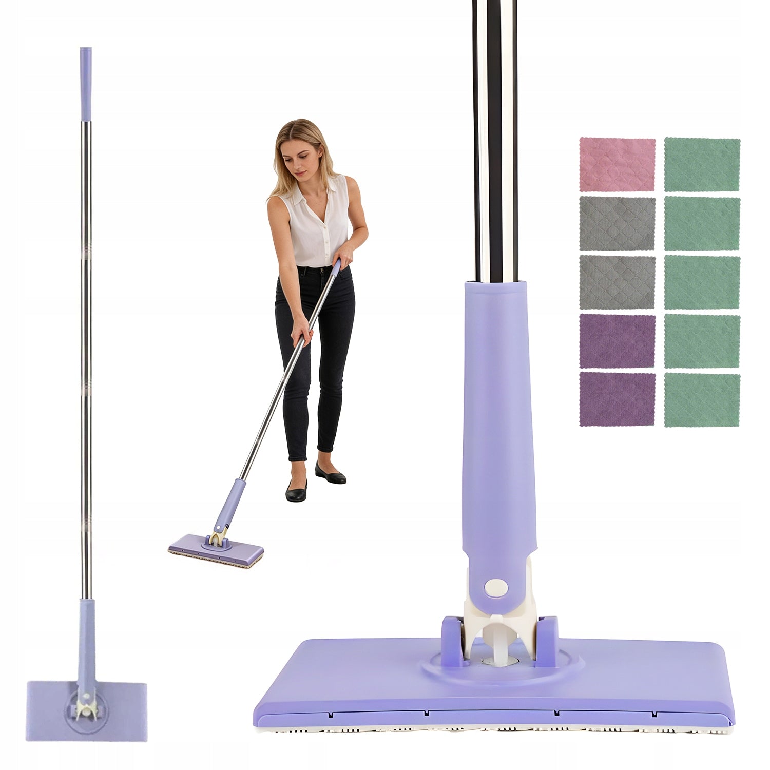 360 DEGREE MOP WITH AUTOMATIC CLAMP AND 10 COLOR CLOTHS