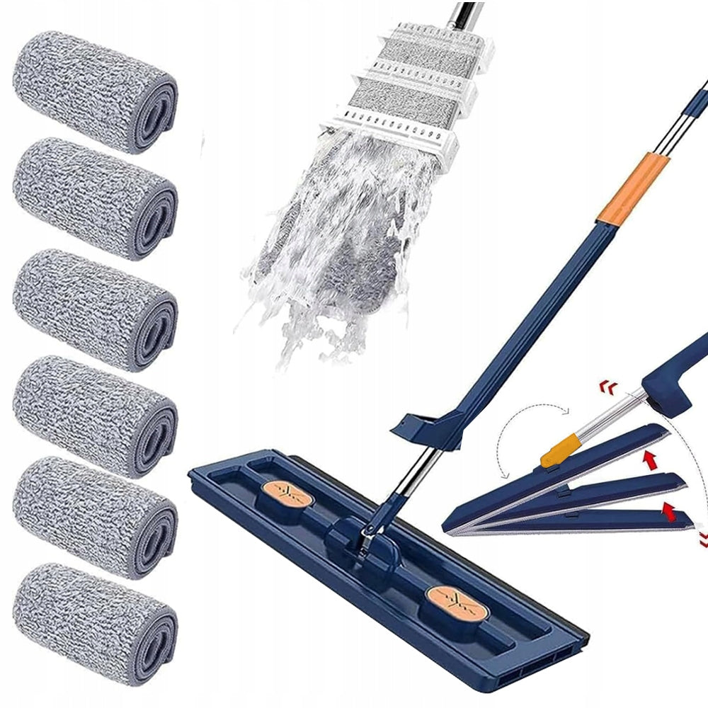 360 DEGREE ROTARY FLAT SCRAPER MOP FOR FLOOR CLEANING +6 CLOTH