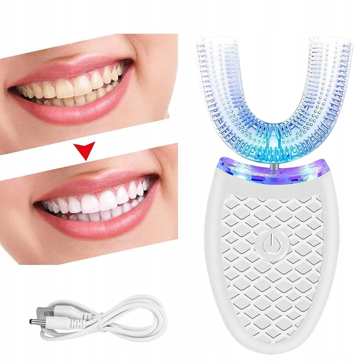 360 Degree Sonic Toothbrush – White, Charging Base, For Teeth Dominant color white