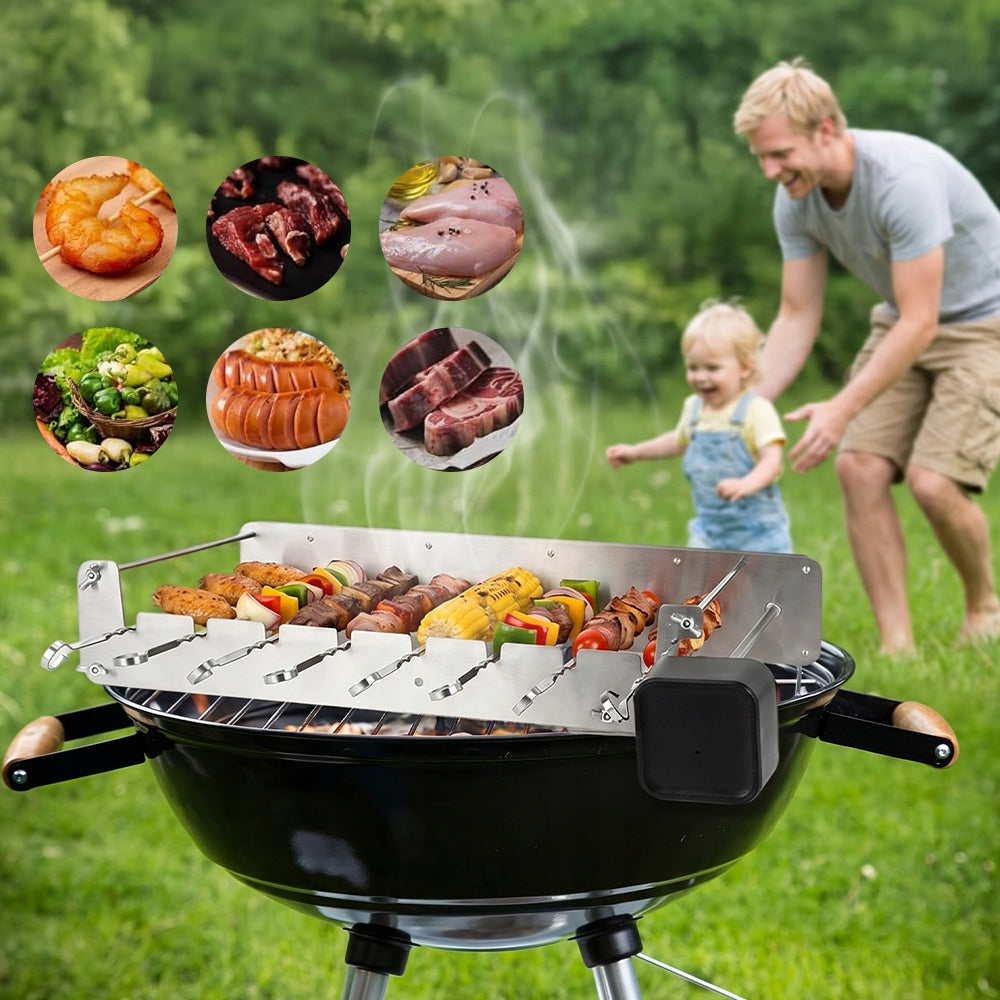 360° ELECTRIC GRILL ROTISSERIE WITH USB FOR CAMPING AND HOME SILVER Brand no brand