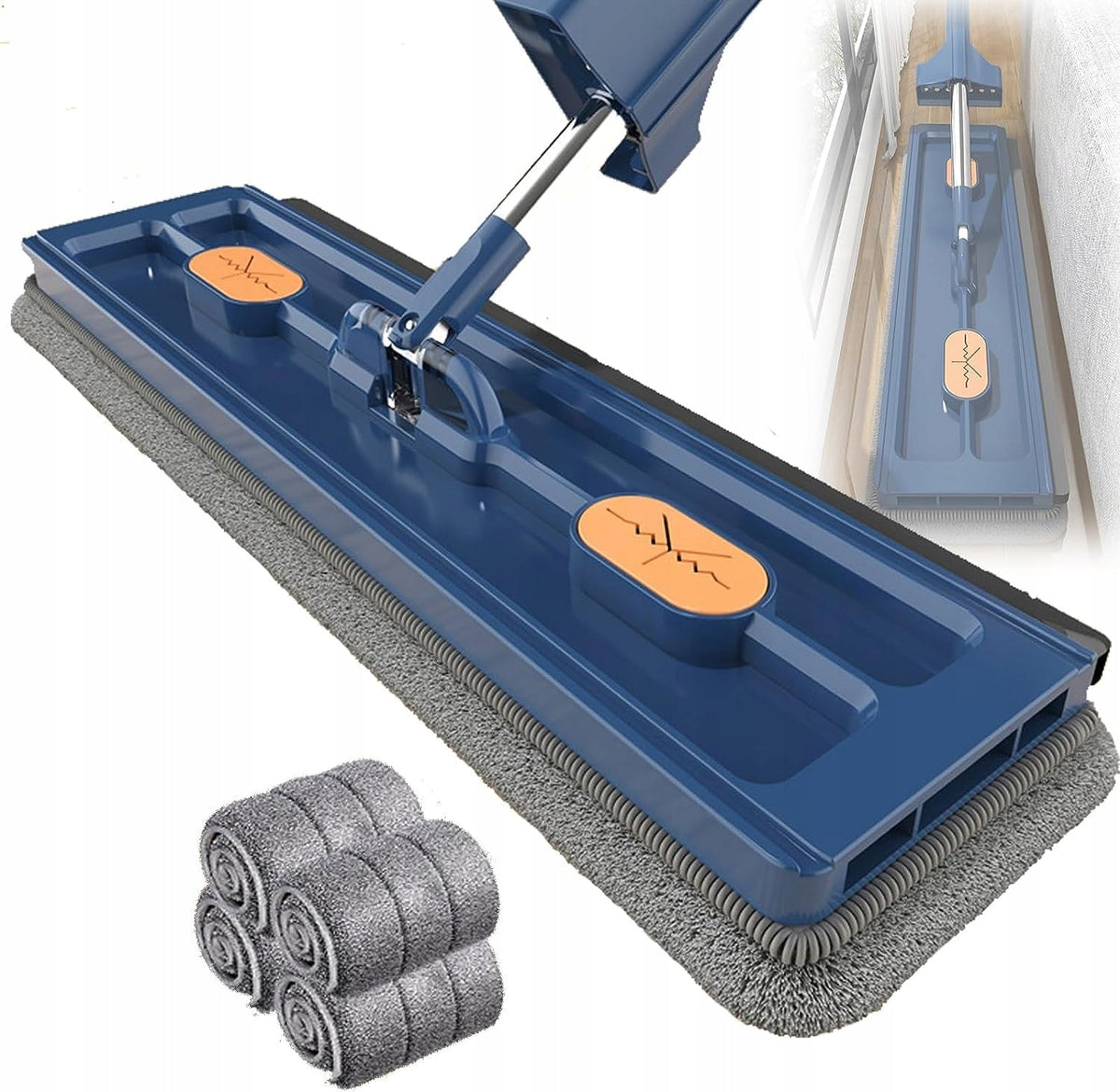 360° LARGE FLAT REUSABLE MICROFIBER FLOOR MOP
