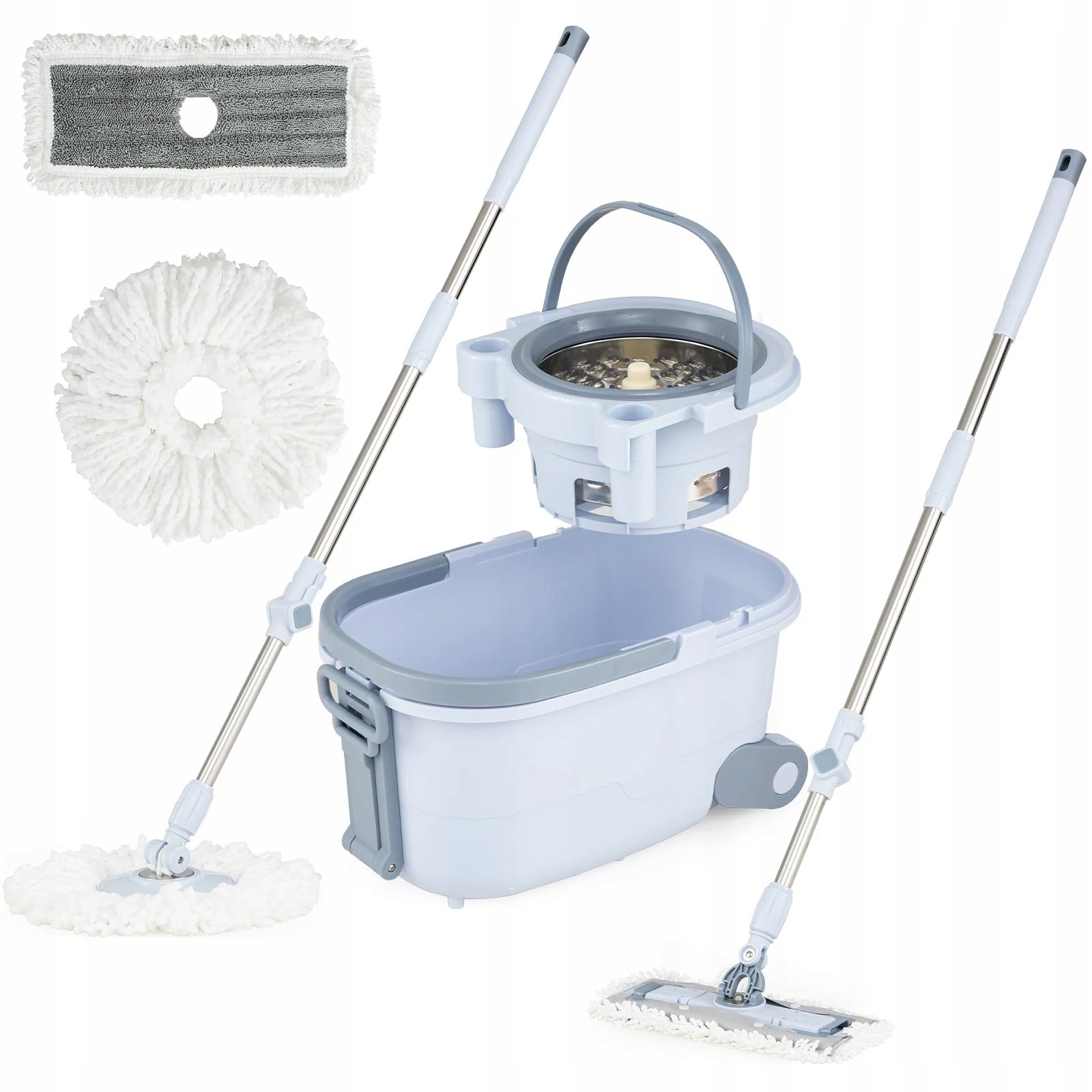 360° ROTARY MOP WITH BUCKET WATER SEPARATION 2 HEADS MICROFIBER LIGHTWEIGHT Manufacturer code CL12073BL