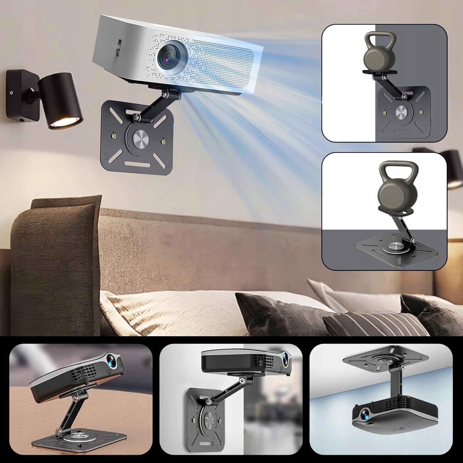 360° ROTARY PROJECTOR STAND WITH ADJUSTABLE ANGLE FOR HOME OFFICE FOLDING Manufacturer code 6HG6754BK