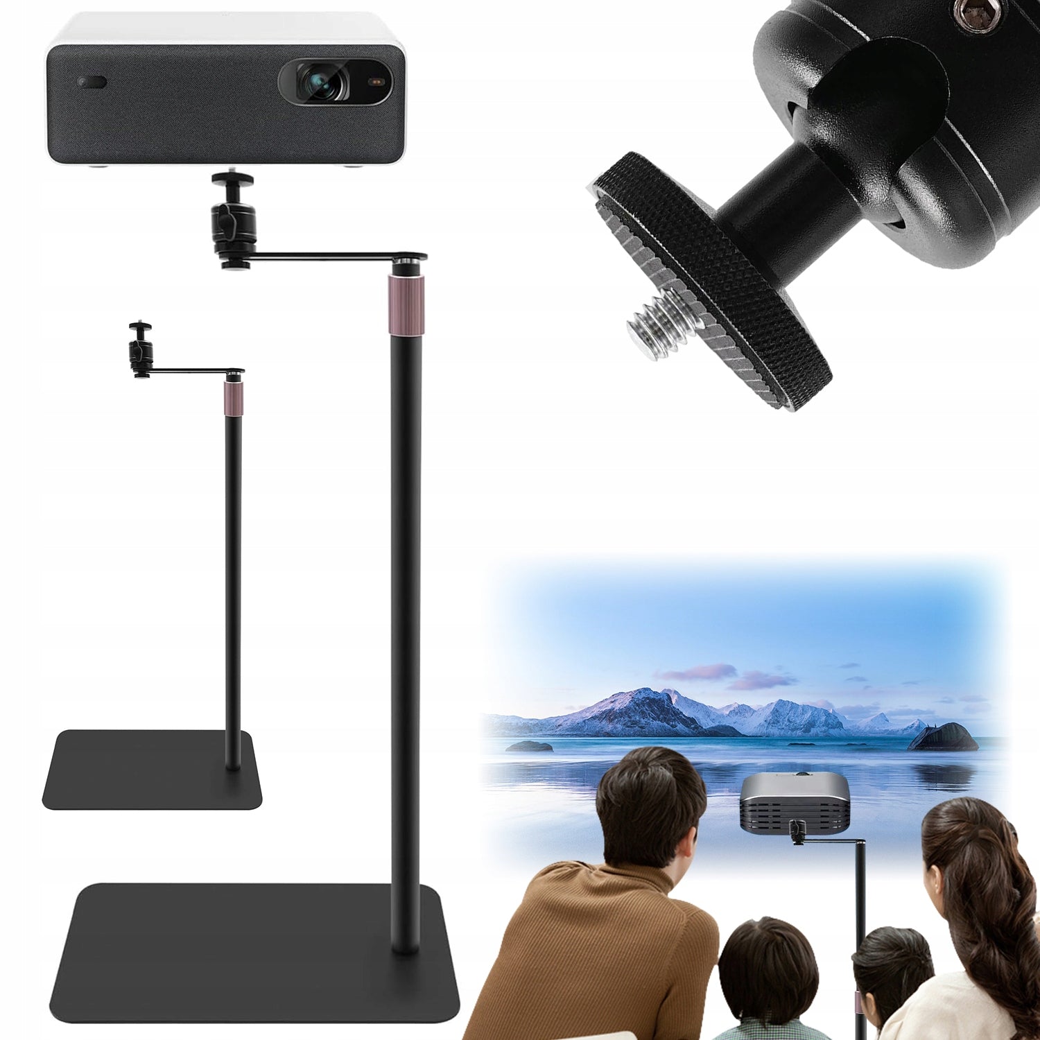 360° Rotating Projector Stand, Adjustable Metal Projector Stand