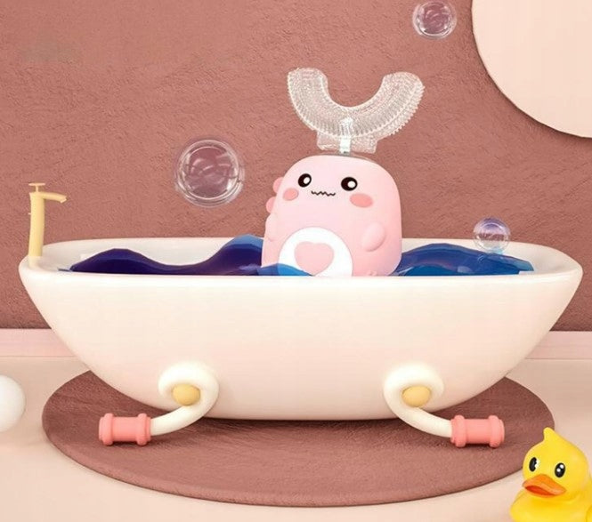360° Sonic Toothbrush for Learning to BRUSH TEETH for Children | Pink Dominant color pink