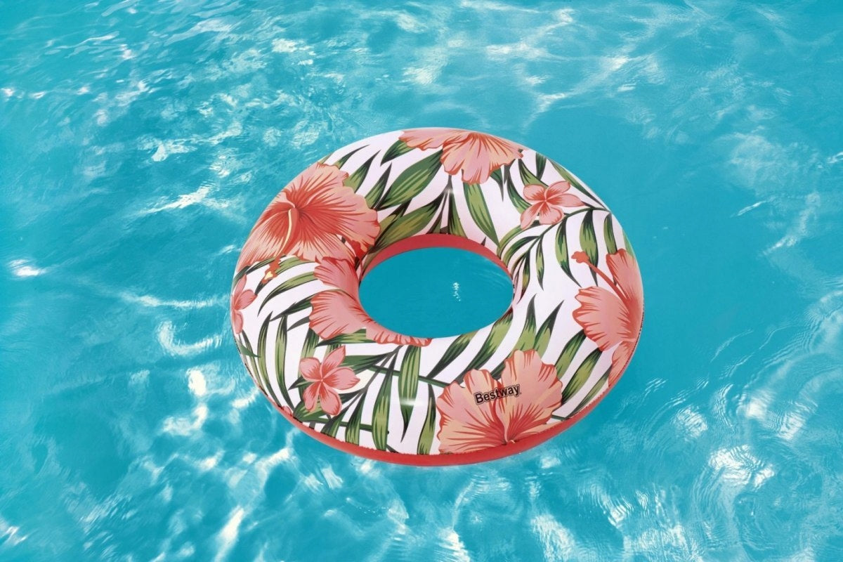 36237 BESTWAY CIRCLE INFLATABLE SWIMMING WHEEL 119 CM LEAVES PINK Kind swim ring