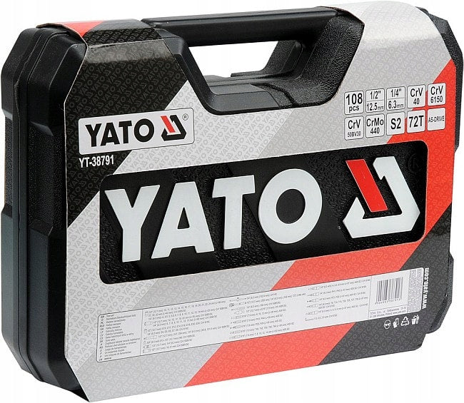 Raktų ir galvučių rinkinys YATO YT-38791, 108 vnt., 1/4" ir 1/2", TORX