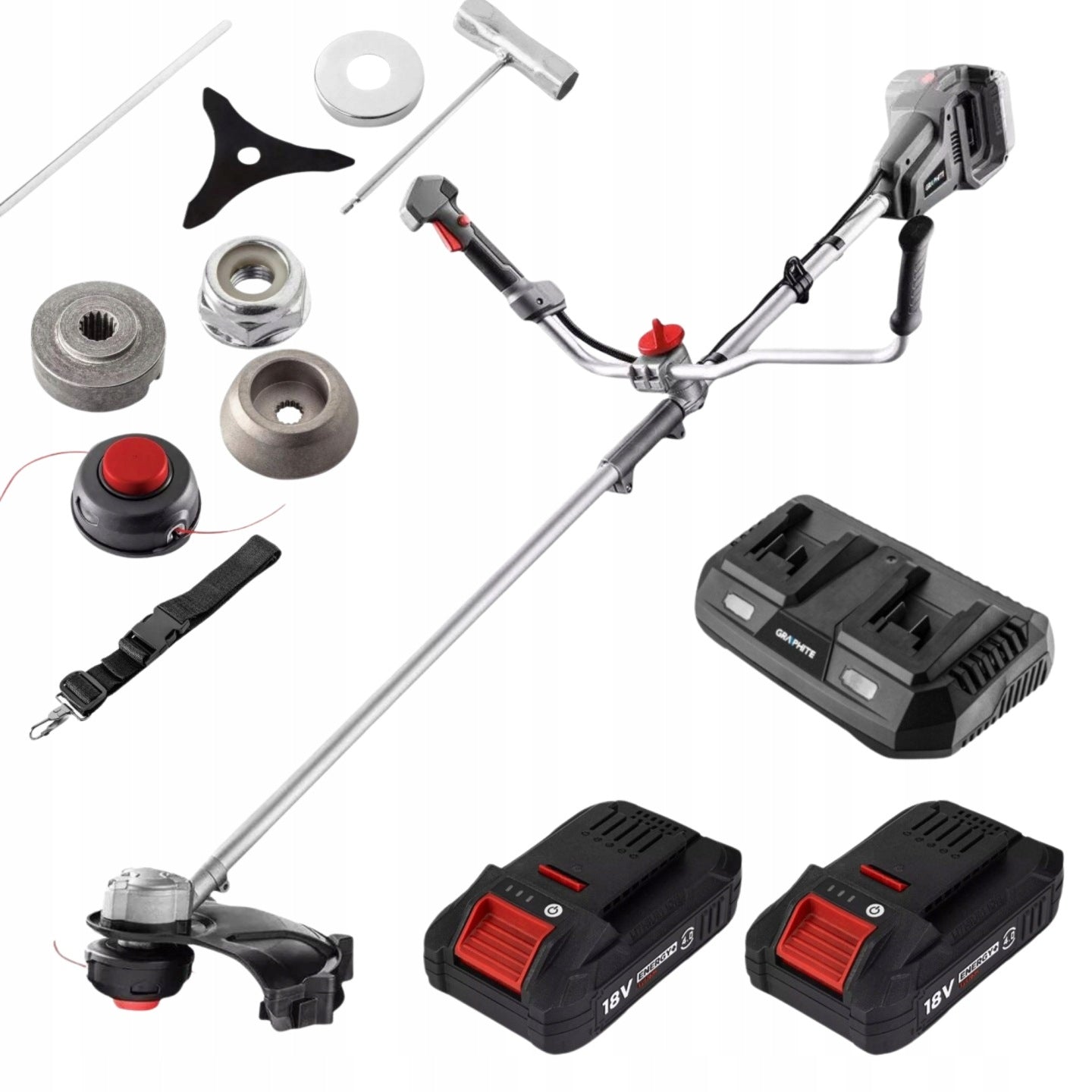 36V Brushless Cordless Scythe + 2x 4 Ah Battery + Charger