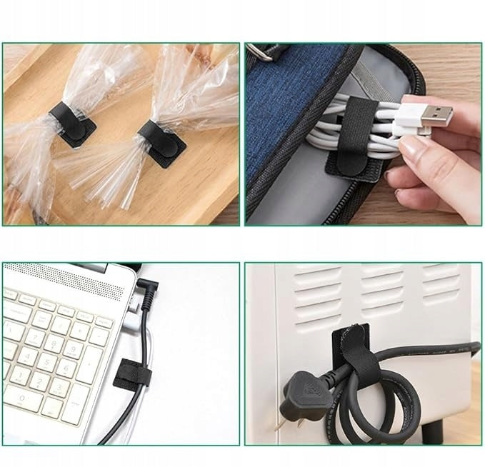 36X SELF ADHESIVE CABLE TIES ORGANIZATION OFFICE VELCRO DESK BLACK Brand no brand