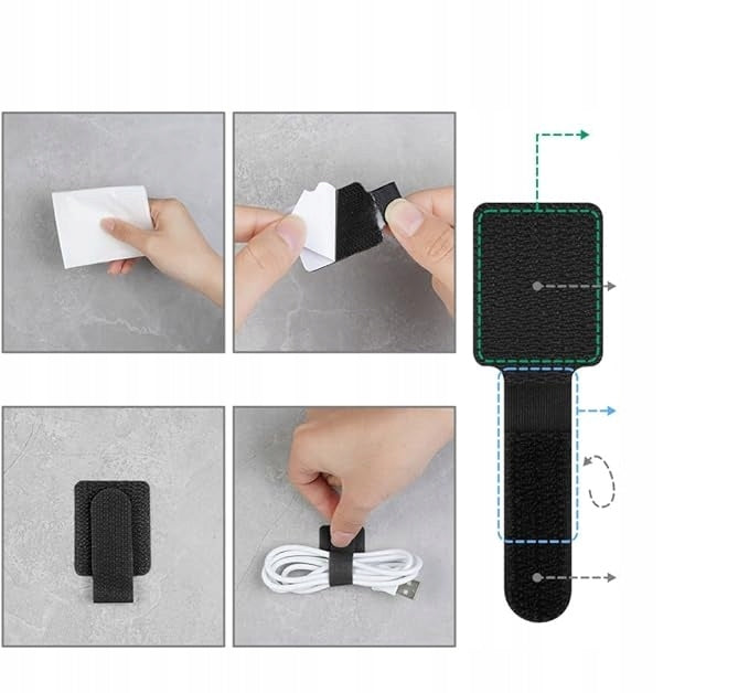 36X SELF ADHESIVE CABLE TIES ORGANIZATION OFFICE VELCRO DESK BLACK EAN (GTIN) 5902065479751