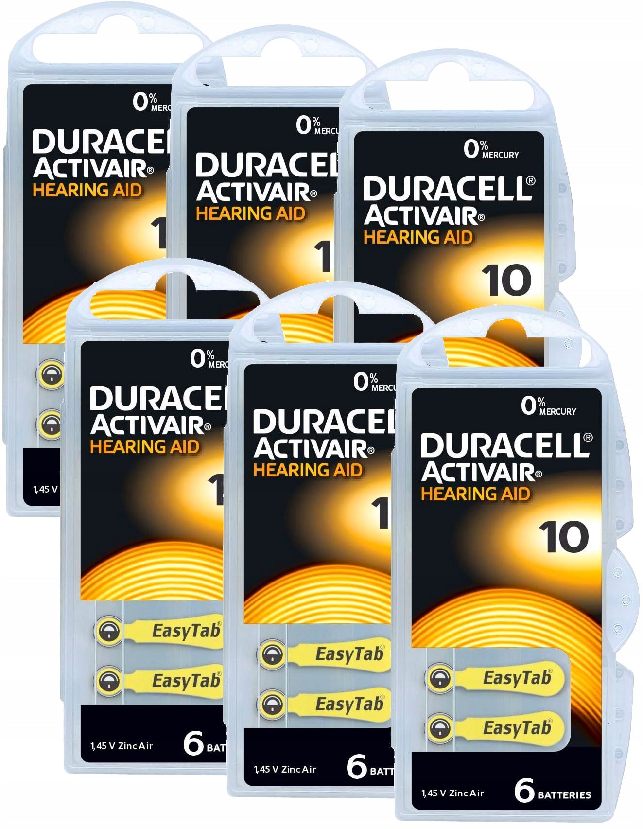 36x BATTERY FOR HEARING AIDS DURACELL ACTIVAIR 10 PR70 Packaging status original