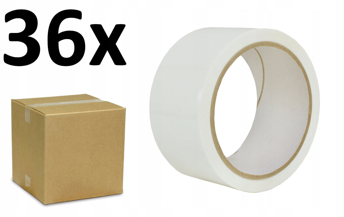 36x Packing tape 48/60y - WHITE - PP - HOT MELT ADHESIVE
