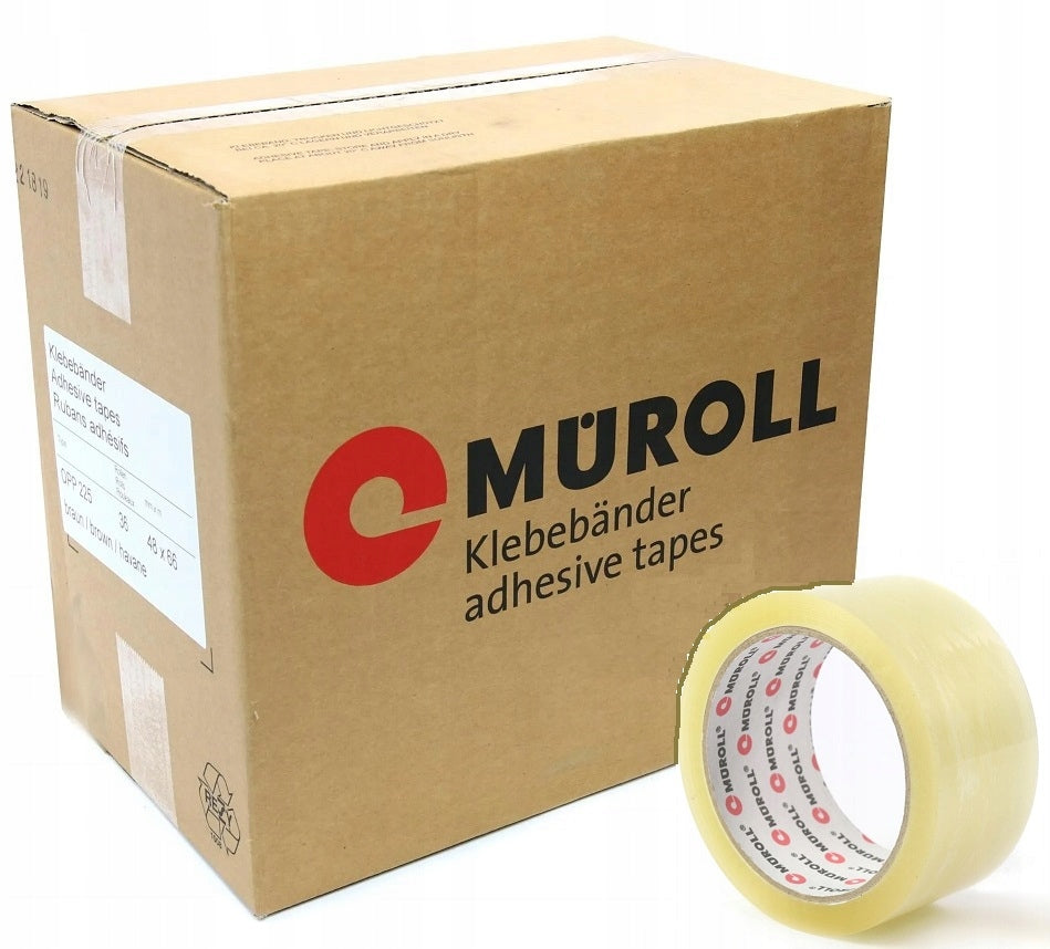36x STRONG PACKING TAPE MUROLL TRANSPARENT SOLVENT-NATURAL RUBBER