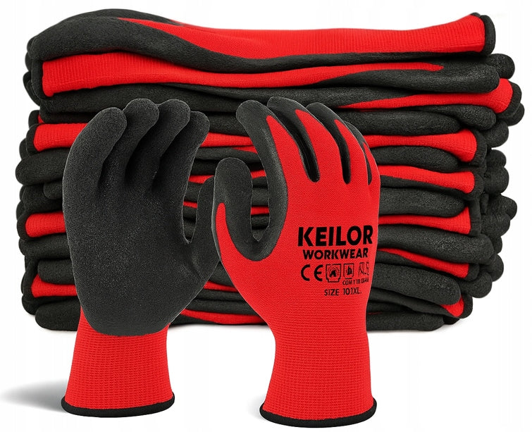 36x Work GLOVES OHS Protective GLOVES coated LATEX porous 7 Brand Keilor