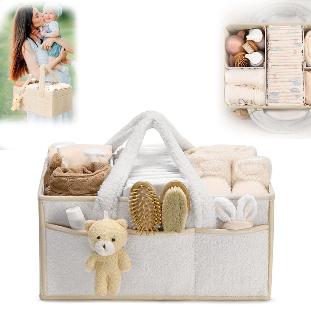 38*25*18cmPortable Diaper Organizer with Handle, Diaper Basket