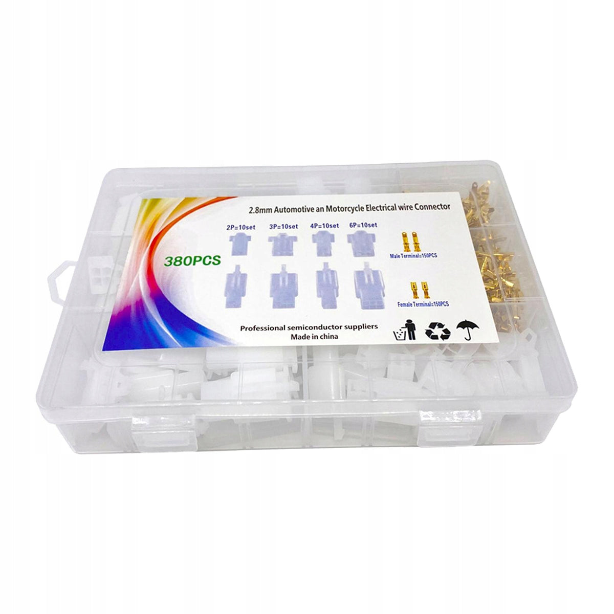 380Pieces/Set Wire Terminals Header Pin Connector Male Female Header 2.8mm