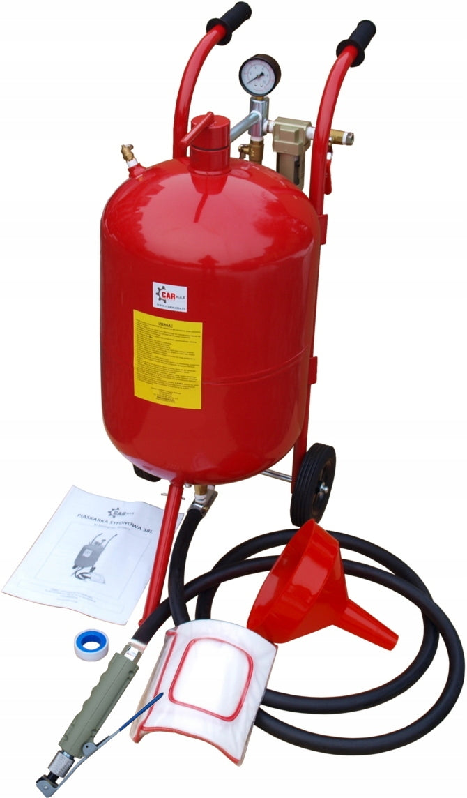 38L MOBILE SIPHON SANDBLASTER ON WHEELS + MASK + 16 NOZZLES - THE STRONGEST Brand Carmax