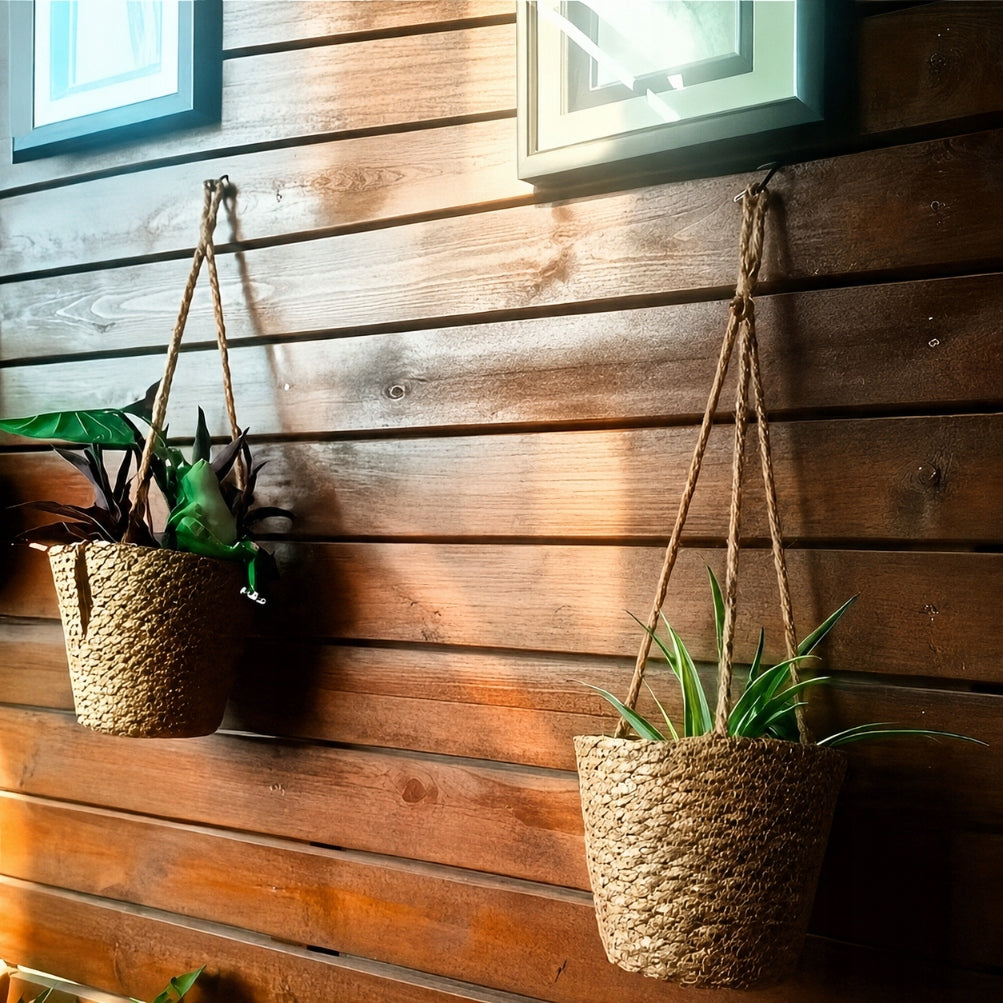 Jūros žolių kabinamas vazonas, 1 vnt., boho stiliaus