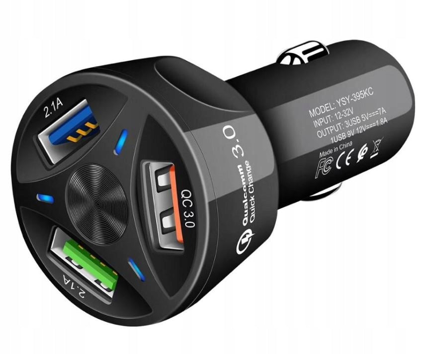 3A CAR CHARGER USB QUICK CHARGE 3.0 LED