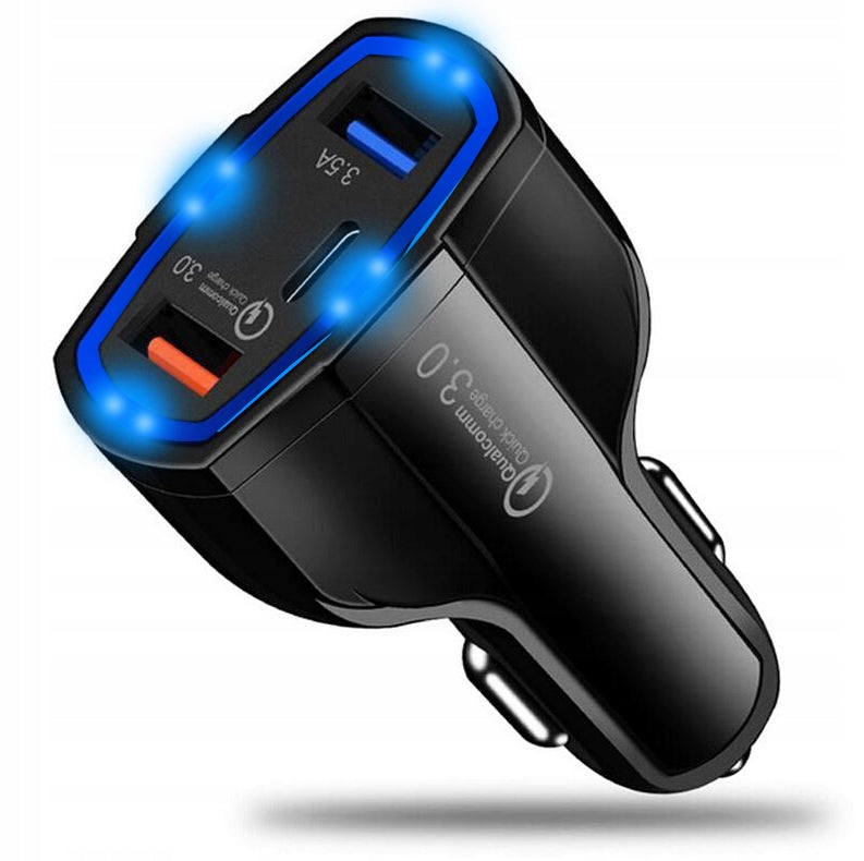 3A USB CAR CHARGER QC 3.0 AMBIENT LED