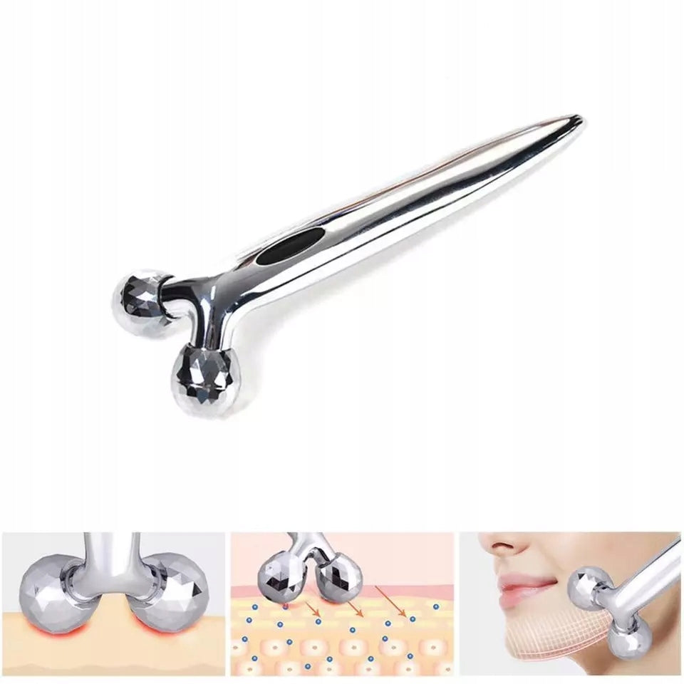 3D BODY FACE MASSAGER ROLLER FIRMING ROTATING VIBRATING HANDHELD Color gray