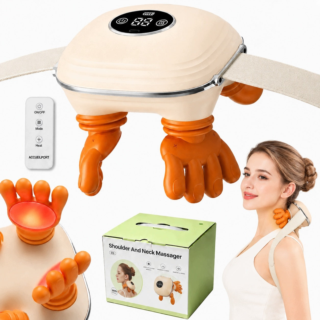 3D CALF NECK MASSAGER WITH HEATING AND REMOTE CONTROL