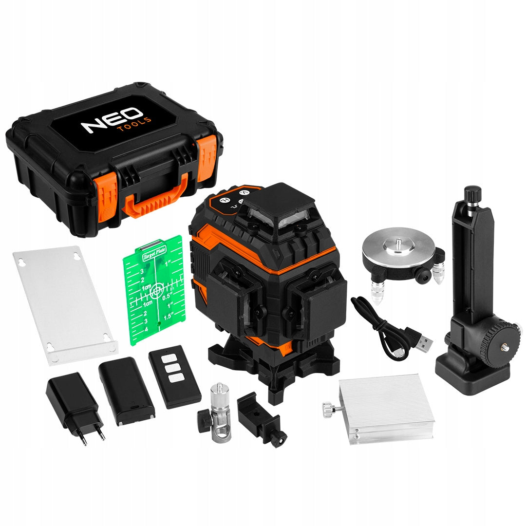 3D Cross Laser, 16 Lines, Green, Suitcase, NEO Handle Target