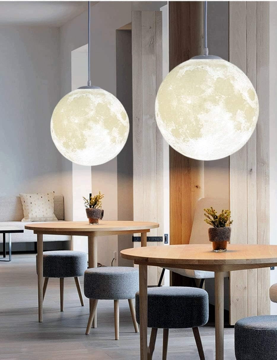 3D DECORATIVE CEILING MOON PENDANT LAMP WITH HEIGHT ADJUSTMENT Packaging status original
