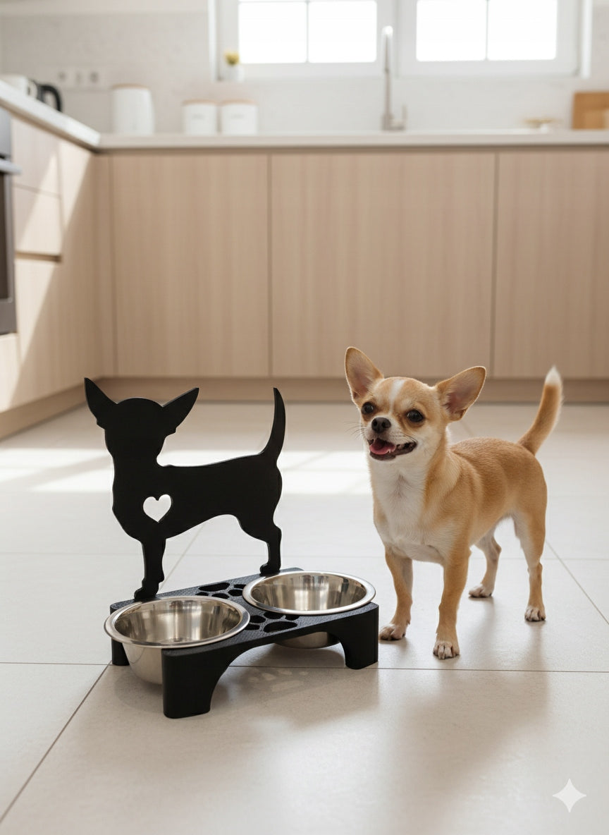 3D Dog Bowl Stand + Bowls - Chihuahua - 2 x 400 ml Manufacturer code Chi1
