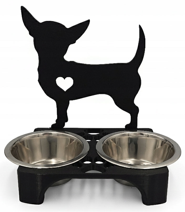 3D Dog Bowl Stand + Bowls - Chihuahua - 2 x 400 ml