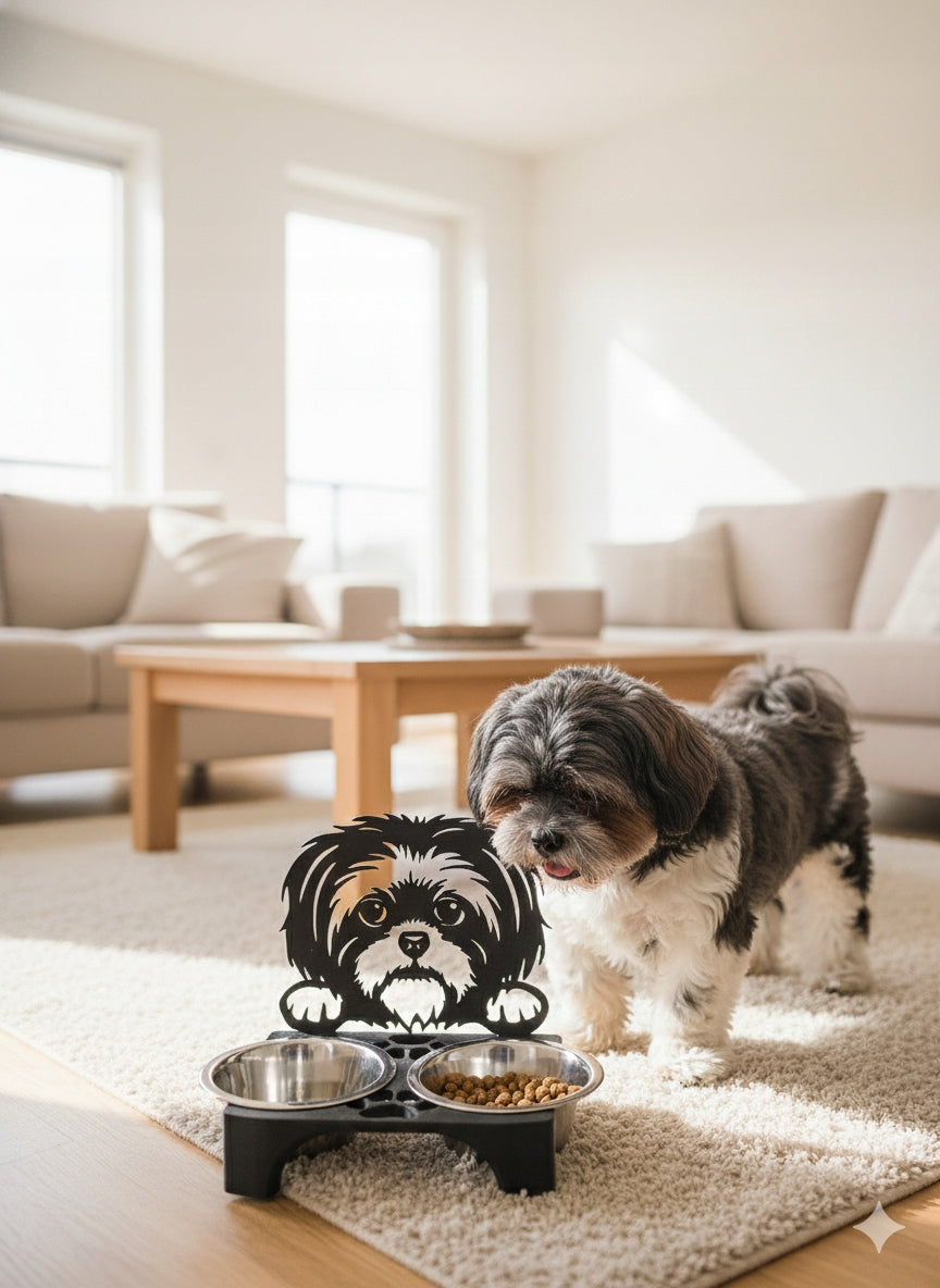 3D Dog Bowl Stand + Bowls - Shih tzu - Shitzu - 2 x 400 ml Brand no brand