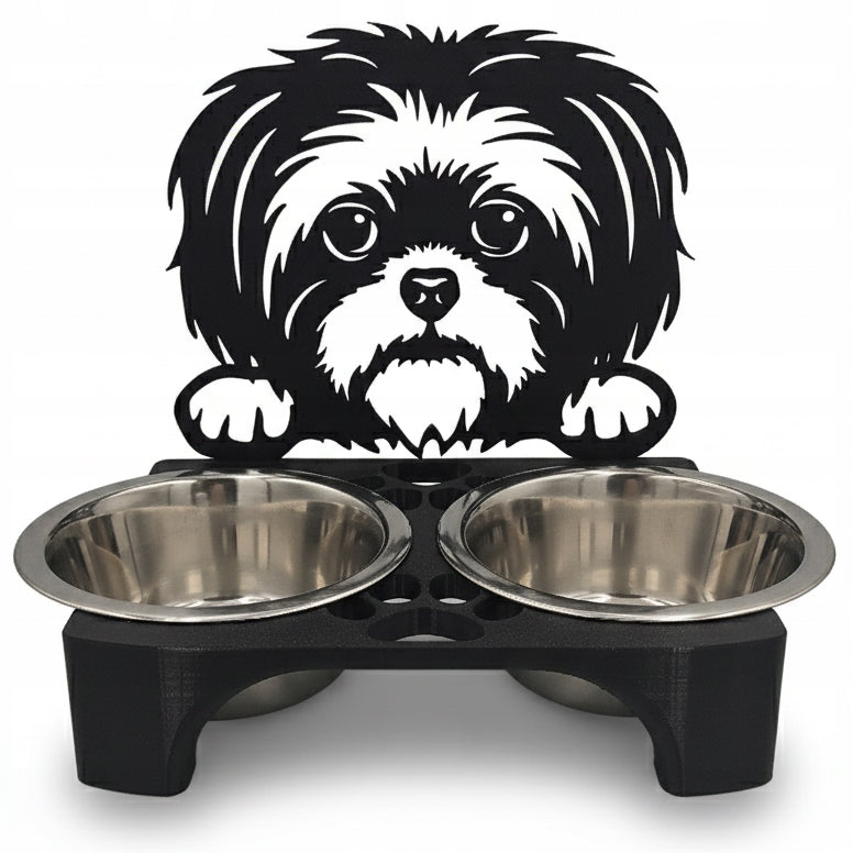 3D Dog Bowl Stand + Bowls - Shih tzu - Shitzu - 2 x 400 ml