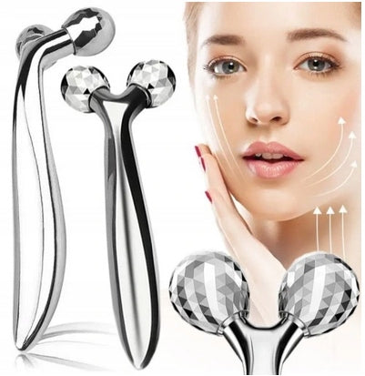 3D FACE BODY ROLLER MASSAGER WITH BALLS CHROME rejuvenating roller