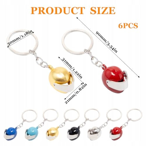 3D MOTORCYCLE HELMET KEYCHAINS FOR MOTORCYCLISTS GIFT 6 PACK Manufacturer's catalog number Bez marki