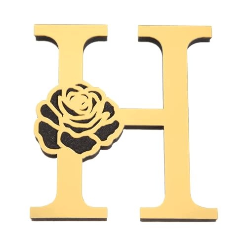 3D WALL STICKER LETTER H ACRYLIC MIRROR GOLD ROSE FLOWER acrylic Brand no brand