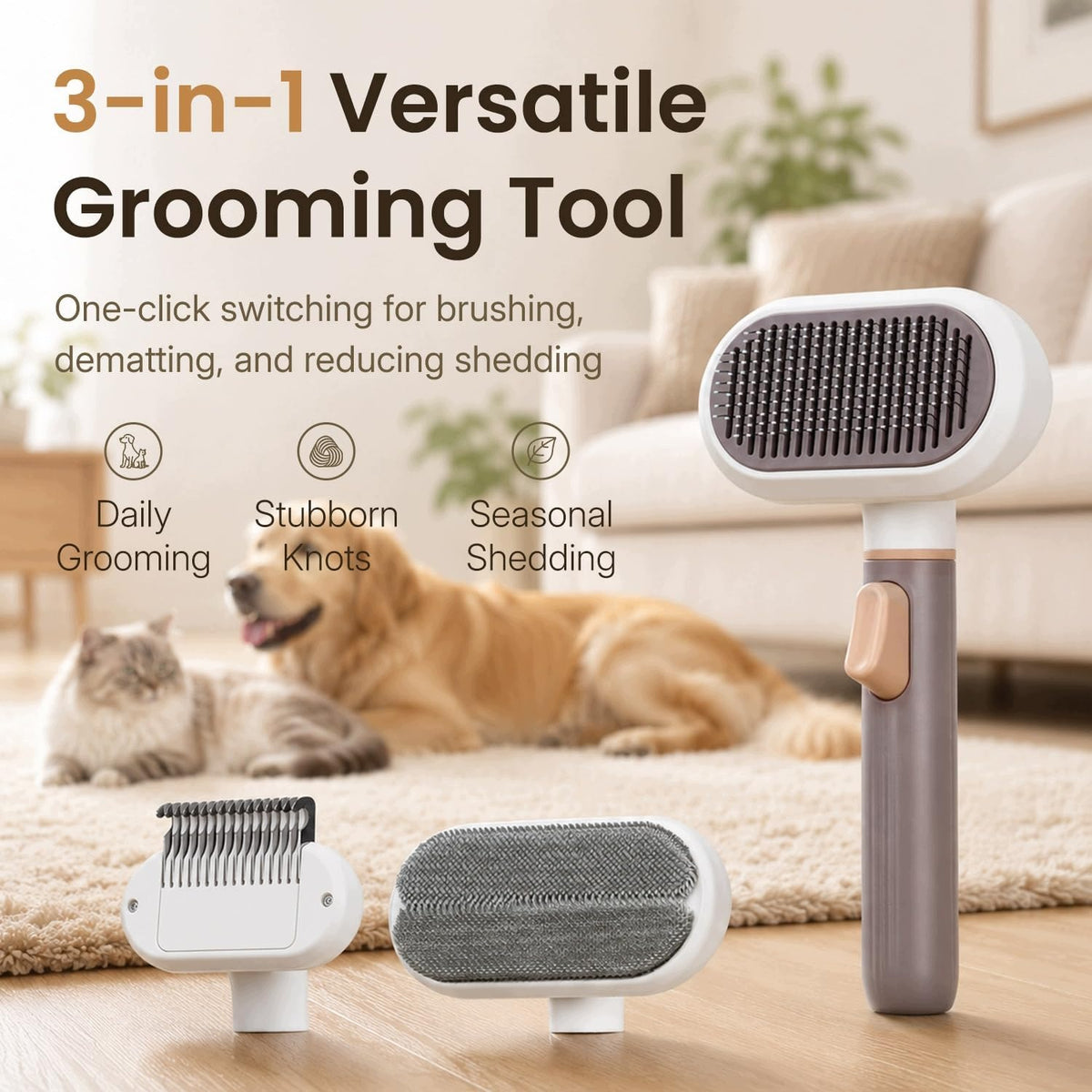 3IN1 CAT AND DOG BRUSH SELF-CLEANING UNDERWIRE COMB Brand AZ